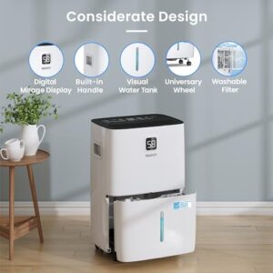 Yaufey 80 Pints Energy Star Dehumidifier for Home, Basement and Large Room up to 5000 Sq. Ft., with Drain Hose, Timer, Intelligent Humidity Control and Large Water Tank