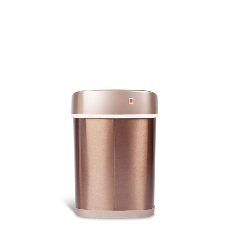 3.9 Gal. Stainless Steel Motion Sensor Trash Can Rose Gold Oval Plastic Fingerprint Proof Quiet Close