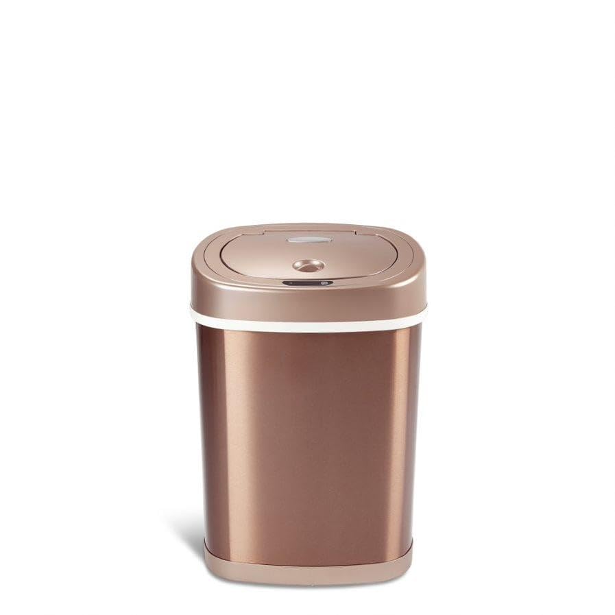 3.9 Gal. Stainless Steel Motion Sensor Trash Can Rose Gold Oval Plastic Fingerprint Proof Quiet Close