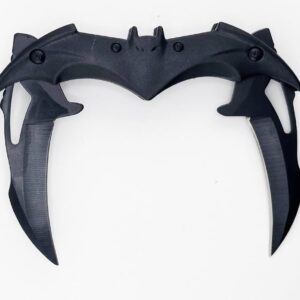 ARLEZA STORM Dark Knight Twin Blade Bat Knife - 11" Pocket Folding Spring Assisted Dual Blades Tactical Knife for Comics Superhero Fan! (Black/Black)