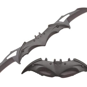 ARLEZA STORM Dark Knight Twin Blade Bat Knife - 11" Pocket Folding Spring Assisted Dual Blades Tactical Knife for Comics Superhero Fan! (Black/Black)