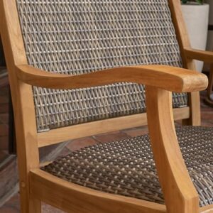 Cambridge Casual Auburn Upholstered Teak Wood Porch Rocking Chair