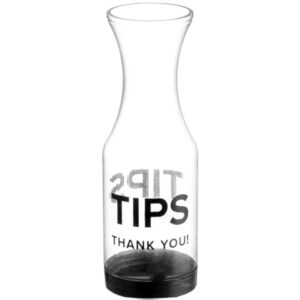 tip jar for bartenders and restaurants | clear san plastic tips carafe/jars for money | 10-inch large cool tips container for restaurants, bars, cafes, and pizzerias. geex depot (1)