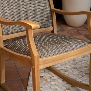 Cambridge Casual Auburn Upholstered Teak Wood Porch Rocking Chair