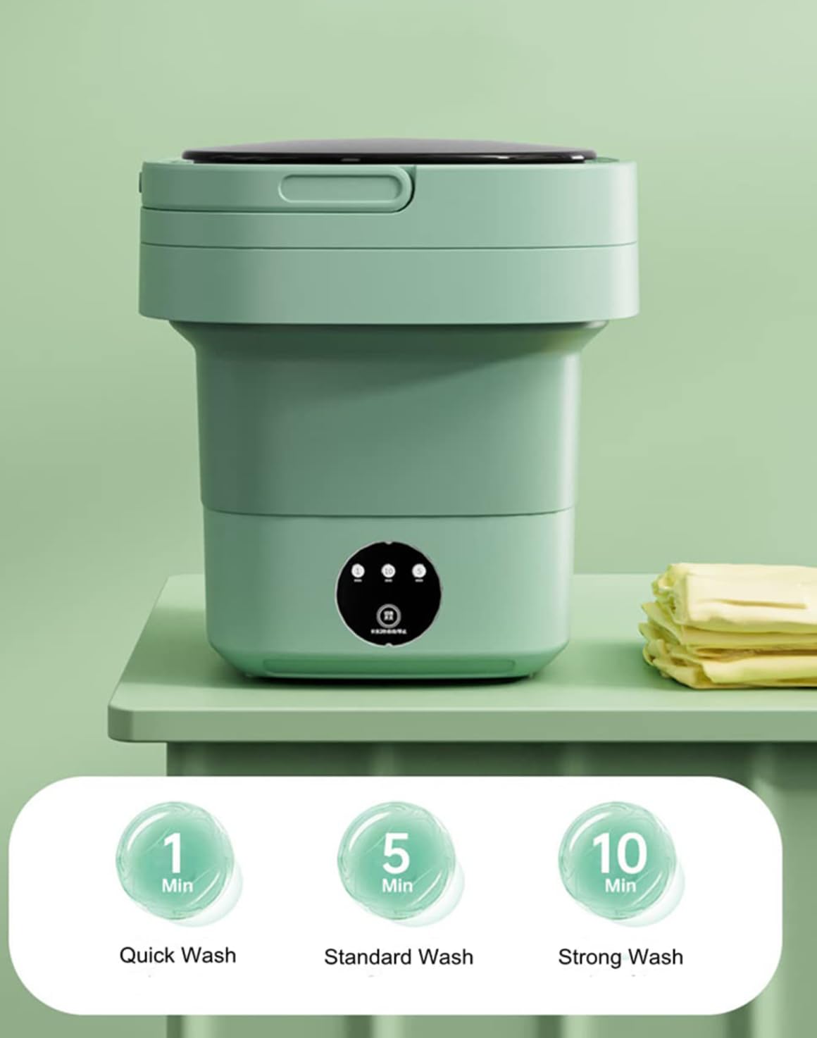 Compact 8 lb Portable Washing Machine for Apartments - Quick Laundry Solution with Timer and Multiple Wash Modes (Green)