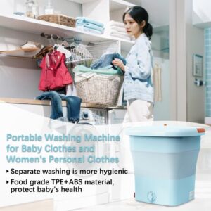 12L upgraded large capacity foldable Washer, Mini Washing, Portable washing machine,deep washing, rapid dehydration,Quiet,energy-saving Suitable for Apartment, Dorm, Camping, RV Travel and More(BLUE)