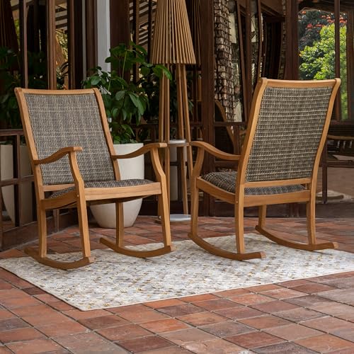 Cambridge Casual Auburn Upholstered Teak Wood Porch Rocking Chair