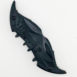 ARLEZA STORM Dark Knight Twin Blade Bat Knife - 11" Pocket Folding Spring Assisted Dual Blades Tactical Knife for Comics Superhero Fan! (Black/Black)