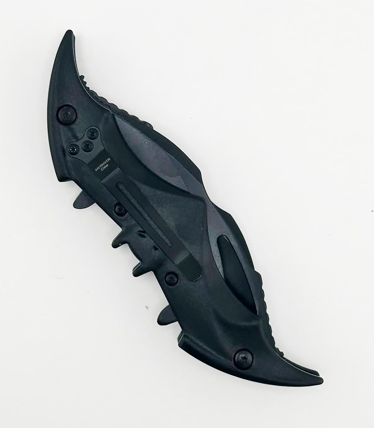 ARLEZA STORM Dark Knight Twin Blade Bat Knife - 11" Pocket Folding Spring Assisted Dual Blades Tactical Knife for Comics Superhero Fan! (Black/Black)