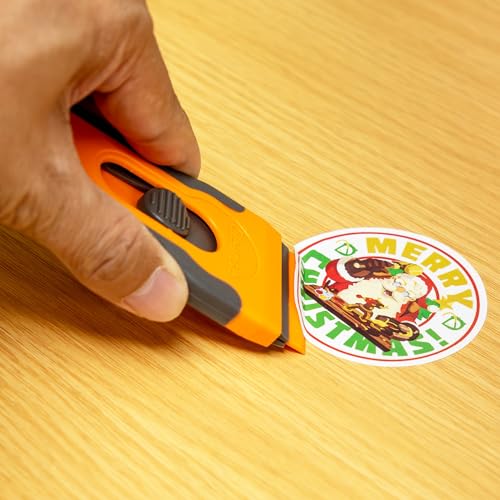 100Pcs Plastic Razor Blade Scraper with Retractable Blade: Without Damaging Surfaces Cleaning Tool for Adhesive Remover, Sticker Remover, Labels, Paint, Work on Cars, Windows, Trucks, Mailboxes