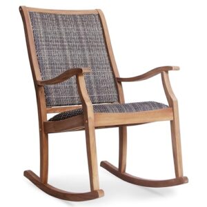 cambridge casual auburn upholstered teak wood porch rocking chair