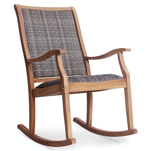 Cambridge Casual Auburn Upholstered Teak Wood Porch Rocking Chair