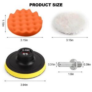 Harewu 17 Pcs Polishing Pads Kit,3 Inch Sponge Buffing Pads,Buffer for Car Detailing, Polishing Wheel for Drill,Car Buffer Polisher Kit Drill Buffing Kit for Car Polishing, Waxing, Sealing Glaze