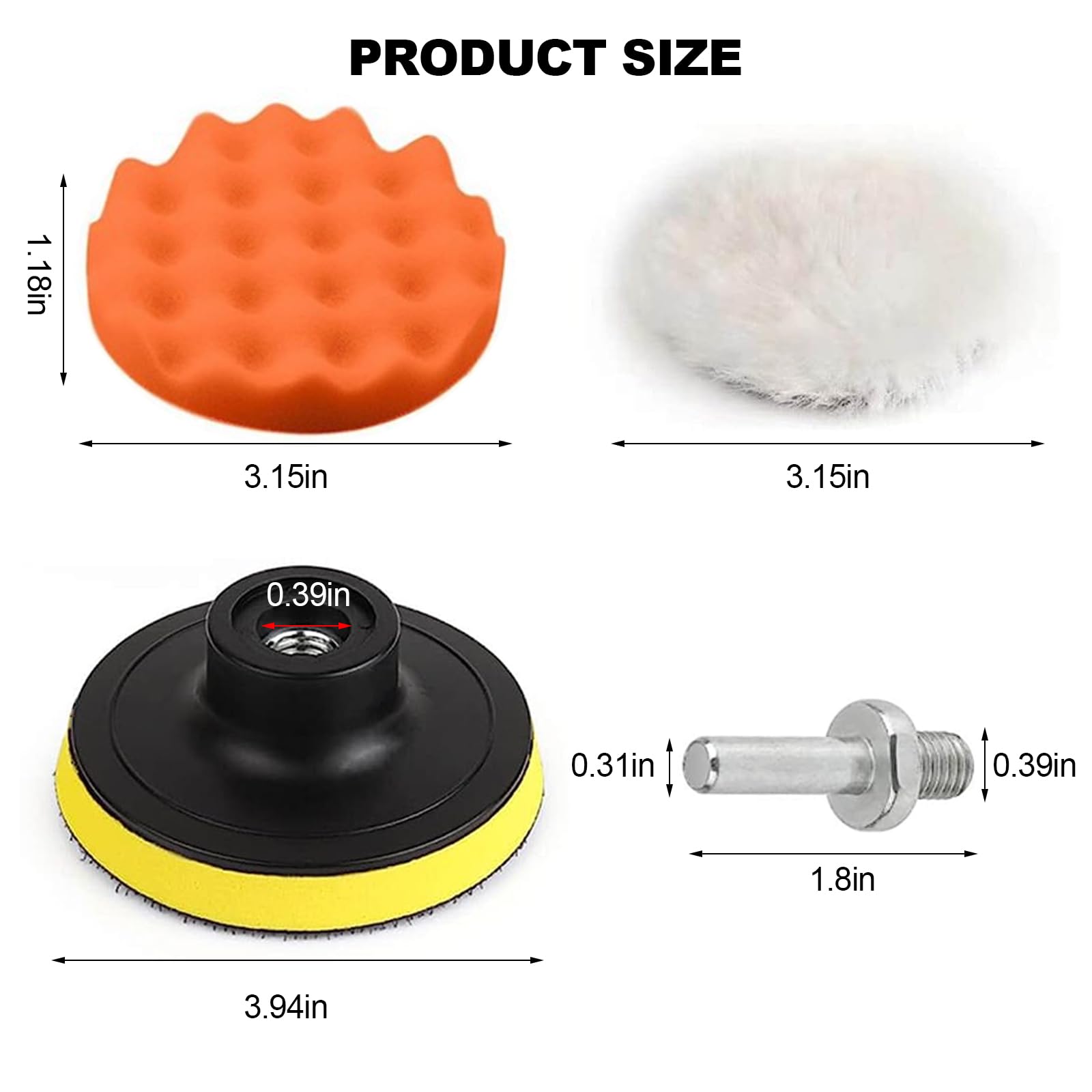 Harewu 17 Pcs Polishing Pads Kit,3 Inch Sponge Buffing Pads,Buffer for Car Detailing, Polishing Wheel for Drill,Car Buffer Polisher Kit Drill Buffing Kit for Car Polishing, Waxing, Sealing Glaze