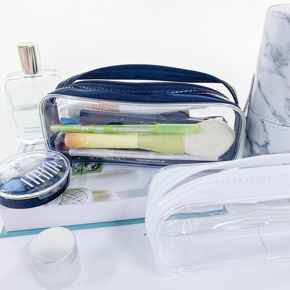 TotePrint 5 PCS Clear PVC Zipper Pen Case Multi Purpose Bag,Big Capacity Makeup Pouch Pencil Bag Pen Bag for Travel (5PCS Classic Group)