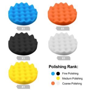 Harewu 17 Pcs Polishing Pads Kit,3 Inch Sponge Buffing Pads,Buffer for Car Detailing, Polishing Wheel for Drill,Car Buffer Polisher Kit Drill Buffing Kit for Car Polishing, Waxing, Sealing Glaze