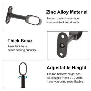 INCREWAY 4pcs Black Closet Rod Support, Zinc Alloy Oval Wardrobe Rod End, Adjustable Hollow Rod Bracket for Cabinet Bedroom Bathroom