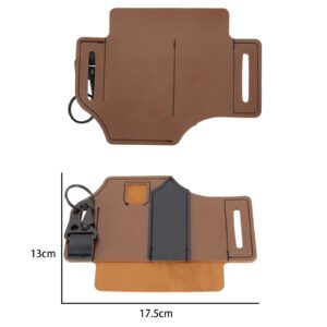 ECSiNG Leather Belt Sheath with Key Holder & Pens Clip & Flashlight Holster Multitool EDC Pocket Organizer Sheath Pouch for Men Brown