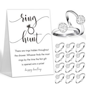 the ring hunt game, bridal shower games with rings-one sign and 30 rings, bridal shower and wedding shower games for guests, engagement party game, bridal shower decorations-ls1