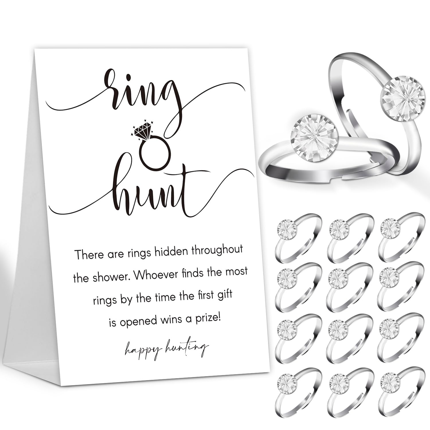 The Ring Hunt Game, Bridal Shower Games with Rings-One Sign and 30 Rings, Bridal Shower and Wedding Shower Games for Guests, Engagement Party Game, Bridal Shower Decorations-LS1