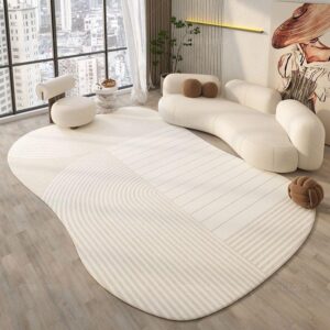 irregular shaped rug cream rug area rug nonslip washable rug living room rugs for bedroom soft outdoor indoor floor mats modern abstract carpets for bedroom home decor