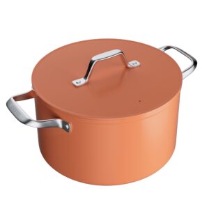 ciarra nonstick dutch oven with lid, 6.2 qt ceramic dutch oven with dual handles, non toxic, ptfe & pfoa free, oven safe & compatible with all stovetops, orange