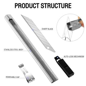 WRAPXPERT Utility Knife Retractable,30 Degree Snap Off Blade 9MM,Sharp Box Cutter Knife，Pack of 3