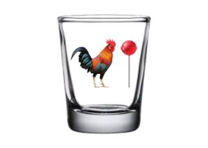 rogue river tactical sarcastic funny rooster sucker shot glass, gift idea for friend, coworker or boss, 1.5 ounce