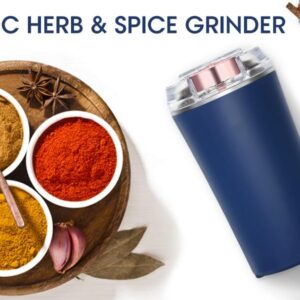 Electric Herb Grinder 200W Powerful Fast Grinding for Dry Spices Flower Buds with Brush, Easy On/Off One-Touch Push Button Powder Grinder Perfect For Herbs, Spices, Nuts, Grains and Coffee Beans