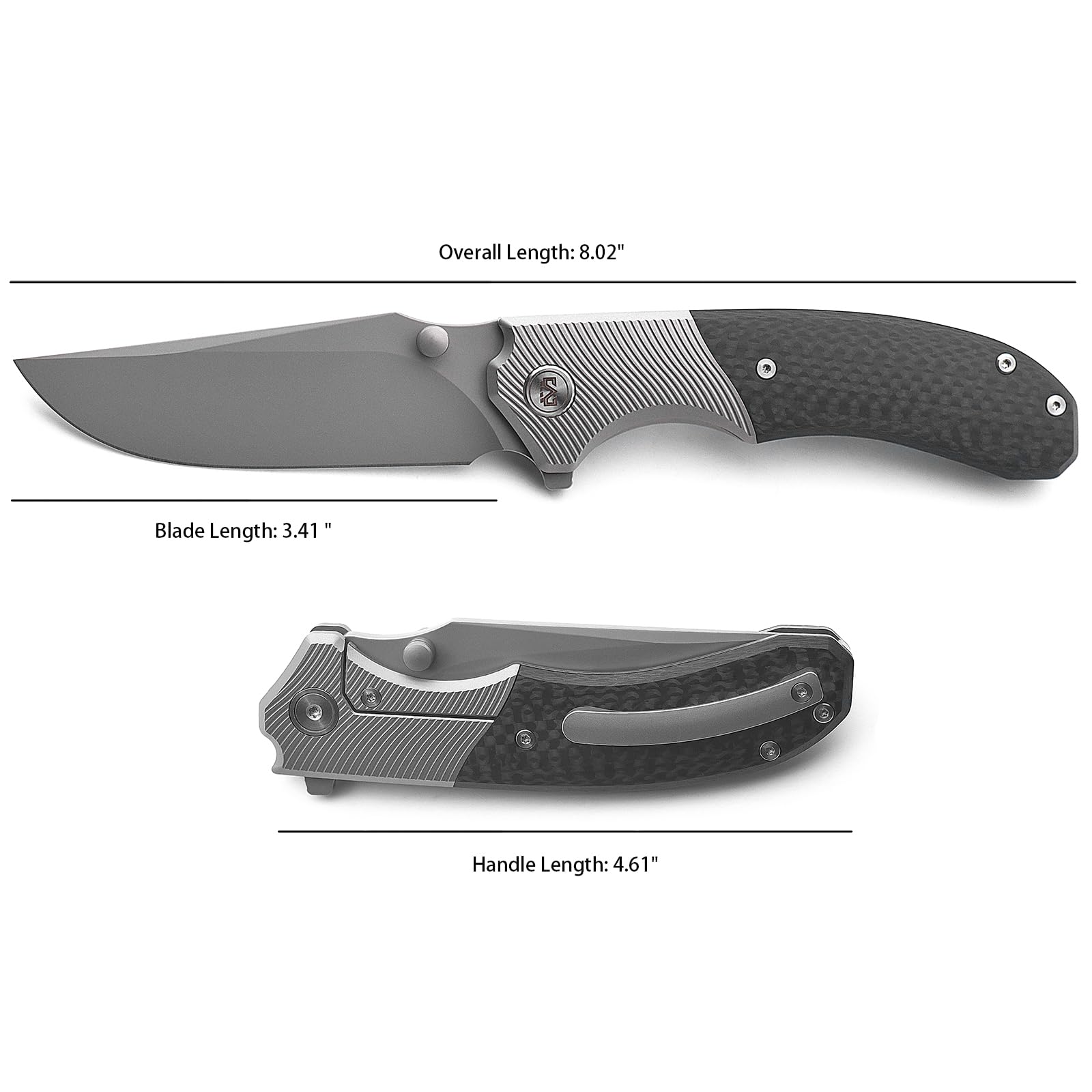 Miguron Knives M Centurion Flipper Folding Knife 3.5" S90V Blade Titanium And Black Carbon Fiber Handle Camping Hiking Pocket Knife MGR-609CBK