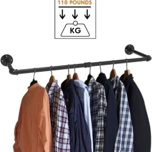 MY RUSTIC Industrial Pipe Clothing Rack, Rustic Pipe Hanging Rod for Closet Storage, Wall Mounted Multi Purpose Hanging Rod (Black, 38 Inch 2P)