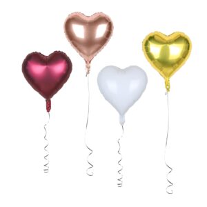 Guzon 20PCS Burgundy Rose Gold Heart Balloons White Mylar Balloons Gold Foil Balloons For Women Girls Wedding Engagement Bridal Shower Birthday Party Decoration