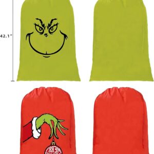 Unbala 2 Pack X-Large Santa Sacks Drawstring Christmas Bags 27.6 X 42 Inch Christmas Gift Bags Xmas Bags For Bulk Christmas Gifts Holiday Party Decorations