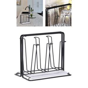 Cup Drying Rack, Glass Bottle Mug Cup Holder Metal Dish Drainer Drying Rack Mugs Storage Rack Countertop Drainer Coffee Bottles Stand with Drip Tray for 6 Cups