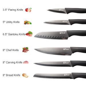 GAOMON 6PCS Kitchen Knife Set, Cutting Knife with Blade Protective Knife Sheath, Stainless Steel Kitchen Knife Chef Knife for Cutting, Peeling, Slicing Fruit, Vegetables, Bread and Meat