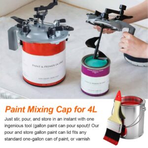 XINHNMUU 2 PCS 4L Mixing Mate Paint Lid Kit, Paint Can Pouring Spout with Better Sealing Effect, Universal Paint Shaker, for Stirring, Storing and Pouring