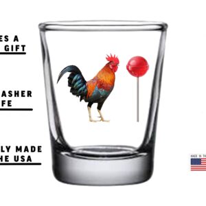 Rogue River Tactical Sarcastic Funny Rooster Sucker Shot Glass, Gift Idea for Friend, Coworker or Boss, 1.5 Ounce