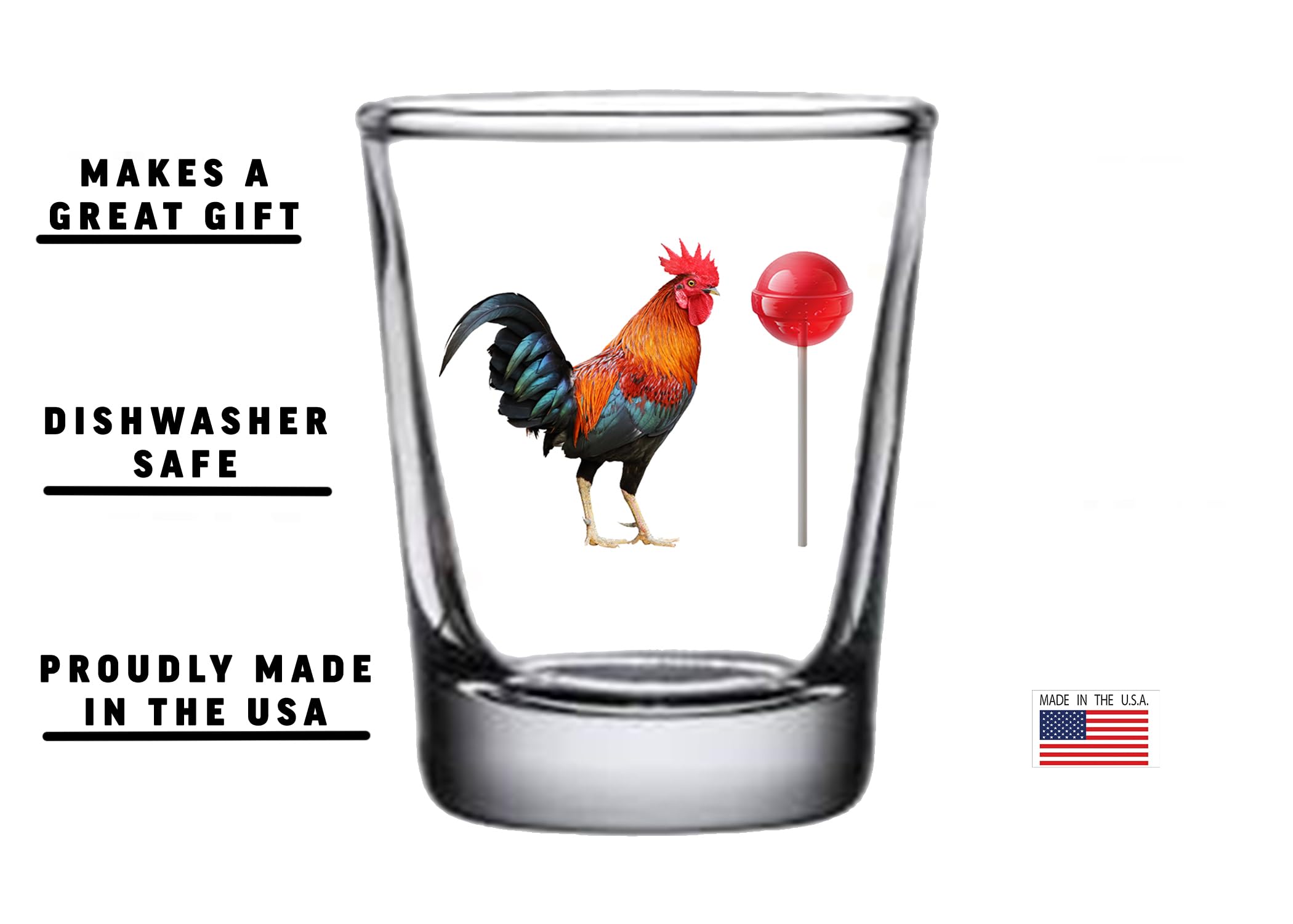 Rogue River Tactical Sarcastic Funny Rooster Sucker Shot Glass, Gift Idea for Friend, Coworker or Boss, 1.5 Ounce