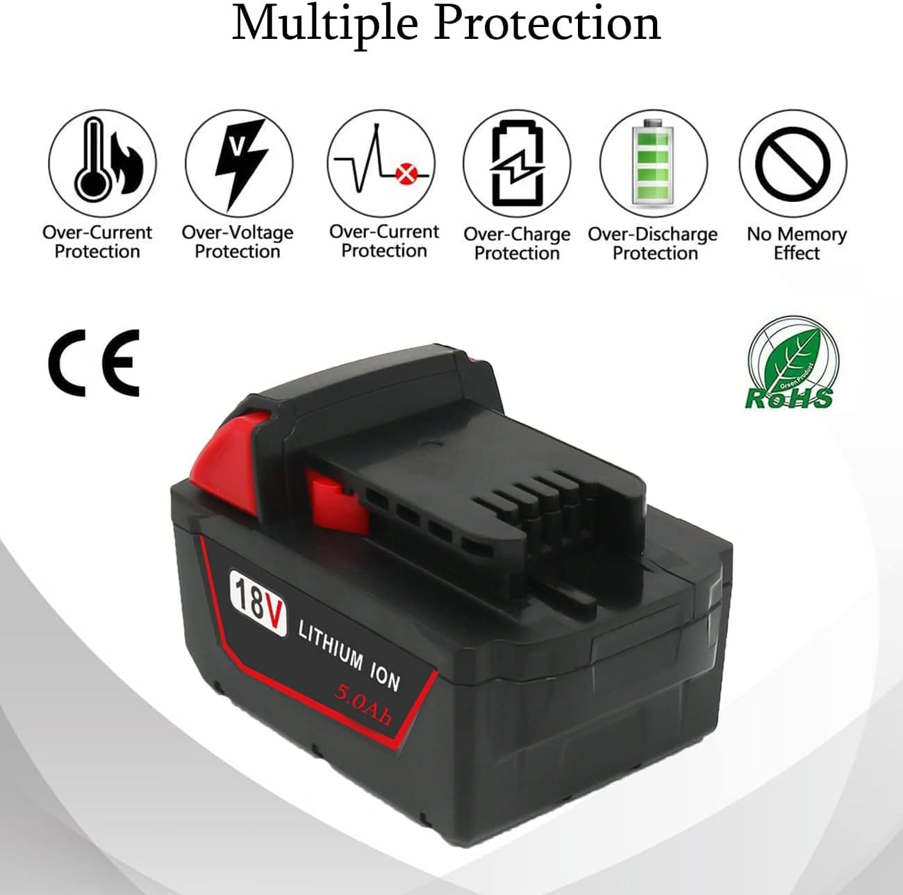 OYRMIL 18V Battery and Charger for Milwaukee M18 Battery with Milwaukee Battery Charger, Capacity Output 5.0Ah