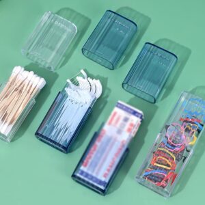 ccHude 4 Pcs Transparent Plastic Cotton Swab Holders Cotton Swab Storage Containers Travel Hair Bobby Pin Holder for Hair Ties Floss Organizer Transparent White