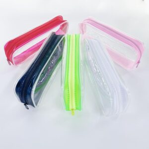 TotePrint 5 PCS Clear PVC Zipper Pen Case Multi Purpose Bag,Big Capacity Makeup Pouch Pencil Bag Pen Bag for Travel (5PCS Classic Group)