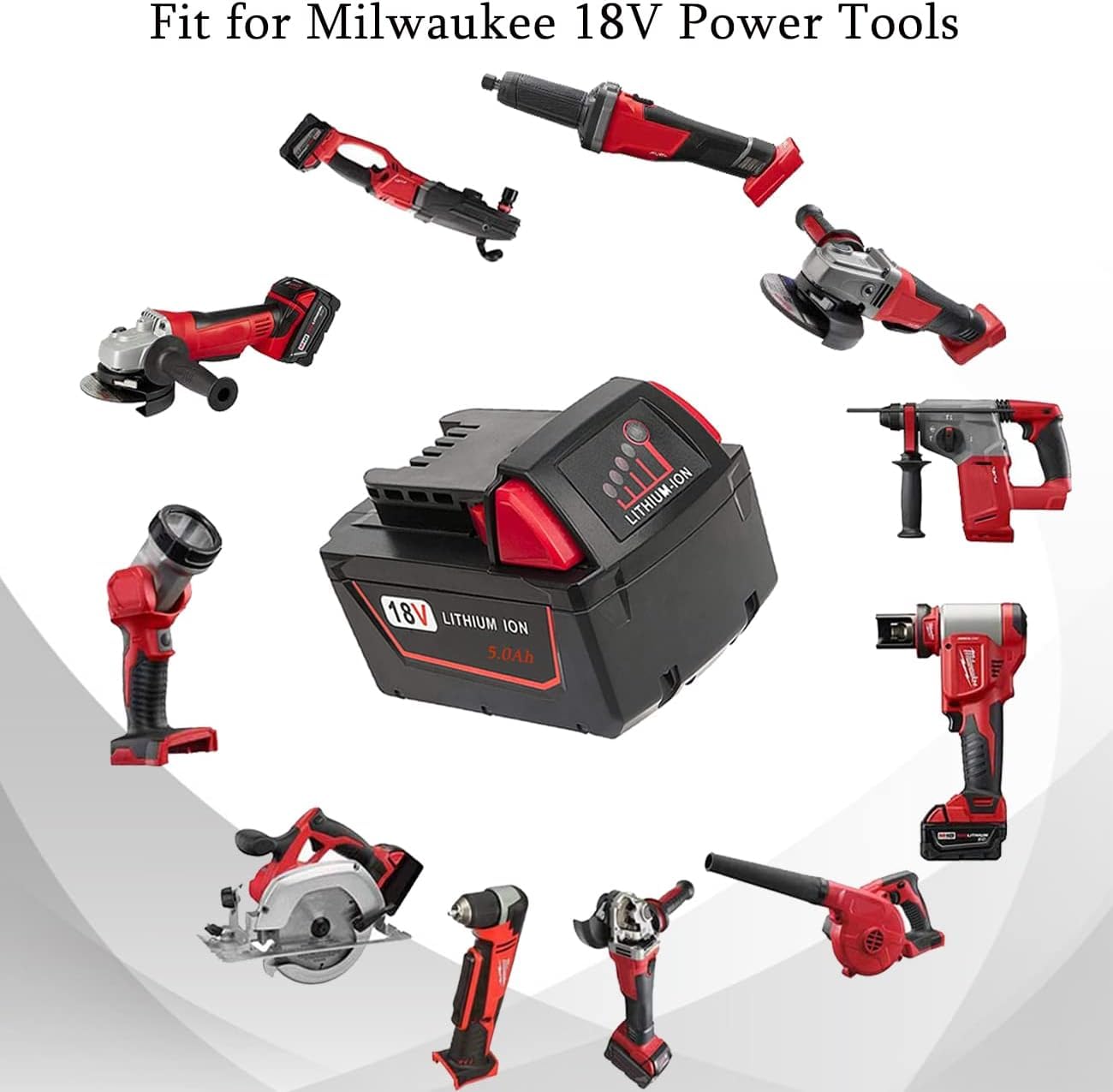 OYRMIL 18V Battery and Charger for Milwaukee M18 Battery with Milwaukee Battery Charger, Capacity Output 5.0Ah