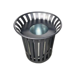 Anxeit Outdoor Metal Slatted Trash Receptacle,Waste Receptacle，Commercial Trash Cans,Zone Round Garbage Bin,Square Hotel Street Patio Indoor Metal Stan (Large - Black)