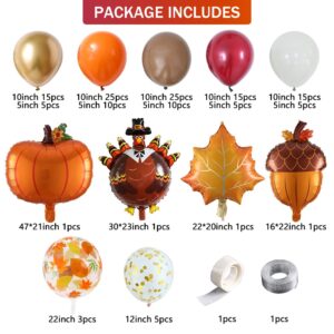 Fall Thanksgiving Little Pumpkin Balloon Garland Kit With 140pcs Orange Coffee Brown Burgundy Sand Boho Balloonswith for Boho Fall Thanksgiving Autumn Birthday Baby Shower Party Decorations(Orange)