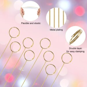 Rimoev 40 Pcs Floral Card Holder Picks, 12 Inch Round Picture Holders, Photo Holder Pick Stick, Gold Floral Place Card Holder, Floral Picks Clips, Photo Picture Holder for Weddin