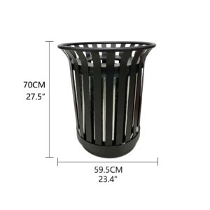 Anxeit Outdoor Metal Slatted Trash Receptacle,Waste Receptacle，Commercial Trash Cans,Zone Round Garbage Bin,Square Hotel Street Patio Indoor Metal Stan (Large - Black)