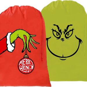 Unbala 2 Pack X-Large Santa Sacks Drawstring Christmas Bags 27.6 X 42 Inch Christmas Gift Bags Xmas Bags For Bulk Christmas Gifts Holiday Party Decorations