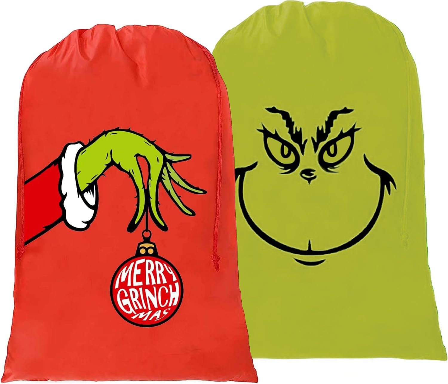 Unbala 2 Pack X-Large Santa Sacks Drawstring Christmas Bags 27.6 X 42 Inch Christmas Gift Bags Xmas Bags For Bulk Christmas Gifts Holiday Party Decorations