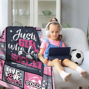 Soccer Gifts for Girls, Soccer Blanket for Girls, Christmas Soccer Gifts for Teen Girls, Gifts for Soccer Lovers, Gifts for Soccer Players Girls, Soccer Stuff for Girls, Soccer Team Gifts 60"x50"