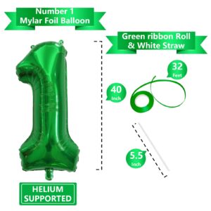 40 Inch Dark Green Number Balloons, Helium Mylar Foil Number Balloons for Birthday, Number 1 Balloon for Party Celebration Decorations Graduations Anniversary Baby Shower Photo Shoot